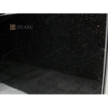 Huaxu New Arrival Custom Shape Sparkling Galaxy Black Granite Slab