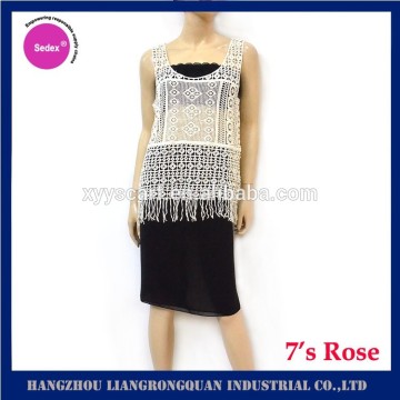 2016 Wholesale white cotton polyester ladies lace waistcoat embroidery lace vest