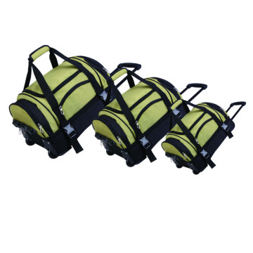 840 D athletics sports tri-color duffel trolley travel bag, outdoor rolling wheeled leisure tote duffle holdall travelling bag