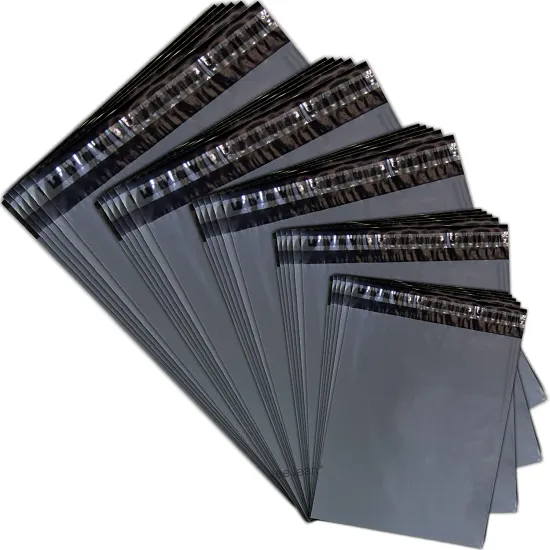 Eco-Friendly Matte Grey Custom Poly Mailers - Sustainable Postage Bags & Flyers