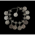 Bordées de pièces d’argent gros Bracelet bracelet de cheville bijoux ethniques rétro