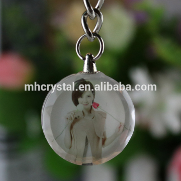 Round Shape Crystal Glass Photo keyring MH-YS0463