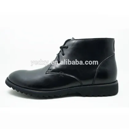 classic design high cut black color middle age men leather casual shoes