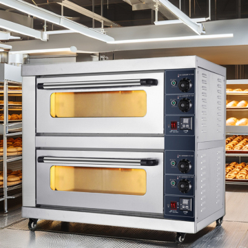 Electric Baking Ovens for Bakery Equipment: 2 Deck Pizza Bread Making Machines for Sale