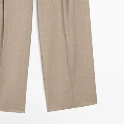 Women's urban workplace commuting style wool pleated casual pants