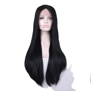 wholesale vendors middlle part Long Black Silky Straight Heat Resistant Synthetic Fiber Lace Front synthetic hair Wigs for women