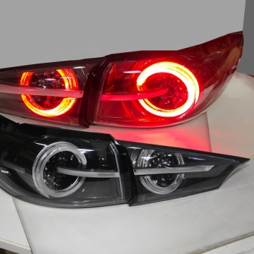 LED LEMPOUR DE LA STRILLE DE LUMIÈRE ARRIÈRE LED pour Mazda 3 Axela Sedan 2015-Up - Couverture transparente Boîtier noir