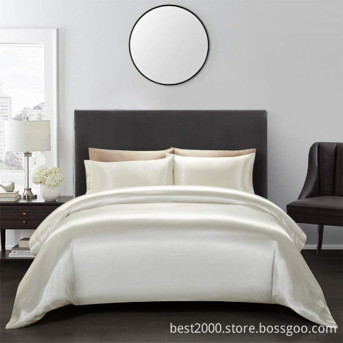 Wholesale Pure Color Silk Bed Cover and Pillowcase Sets for High-End Hotels