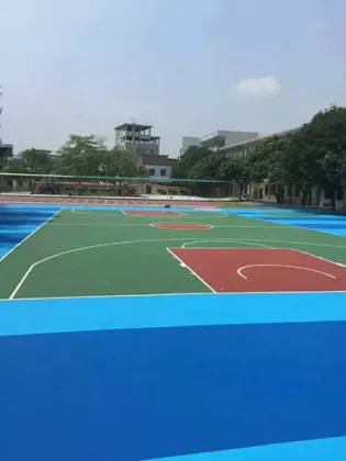 Safety And Environmentally Silicon PU Elastic layer QT Courts Sports Surface Flooring Athletic Running Track