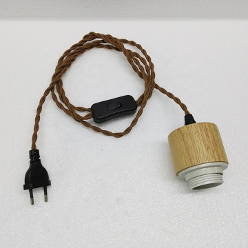 Nordic Simple Solid Wooden Base E27 Pendant Lamp