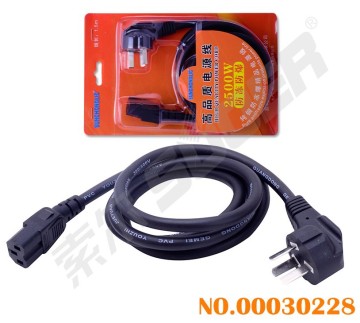 Suoer hoogwaardige Chinese standaardplug op IEC-voedingskabel (netblack-black 1.0 Pure Copper-3 platte plug-pin plug-1.5m)