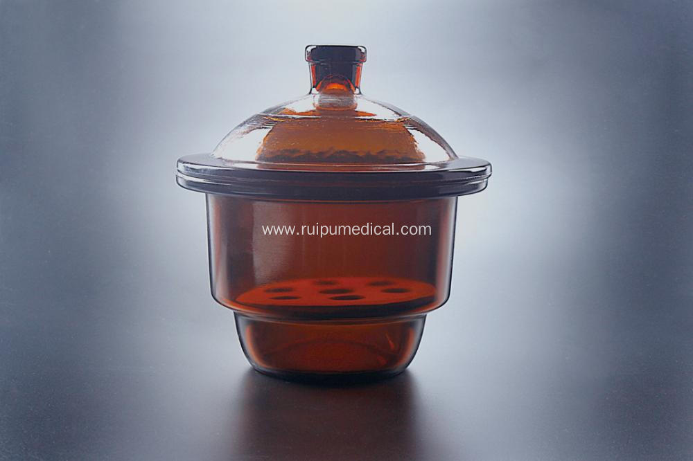 Desiccator with Porcelain Plate Amber