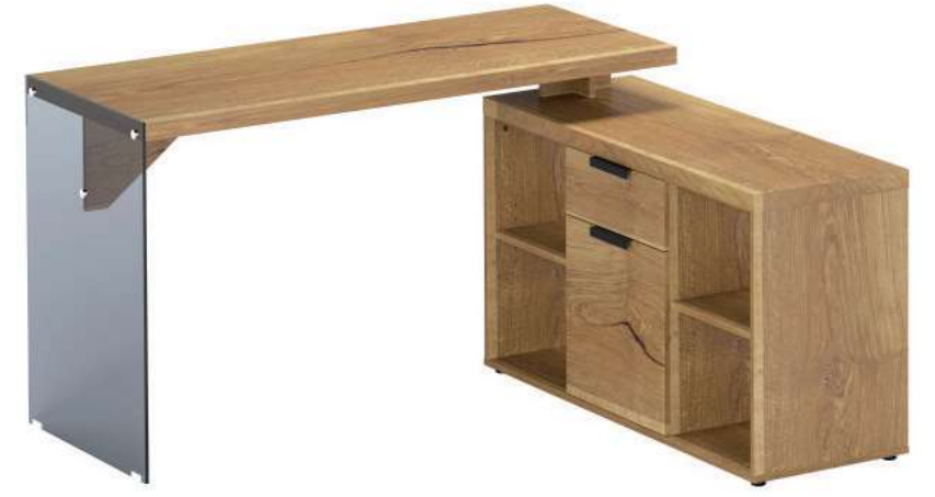 Modern L Shaped Desk with glass frame 2