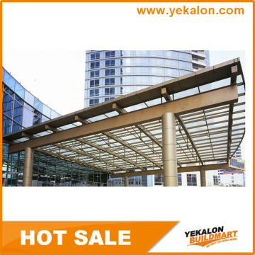 Yekalon Large Outdoor Decorative and Practical Tempered Glass Entrance Awning Canopy System