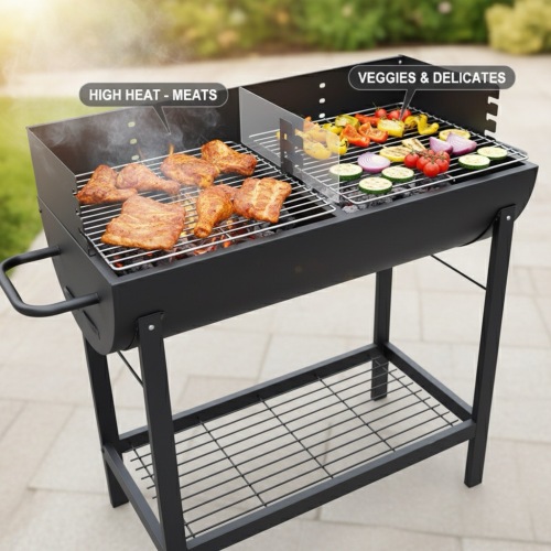 เตาย่างถ่านขนาดใหญ่ปรับความสูงได้แบบพกพา