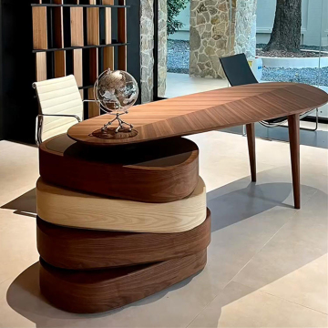 Modern Solid Wood Italian Boss Desk Walnut Study Vintage Rotating Office Large