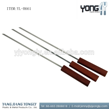 With Wood Handle Barbecue tool stainless steel kebab skewers