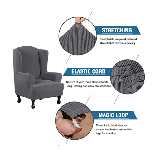 1 Piece Super Stretch Stylish Wingback Chair Cover