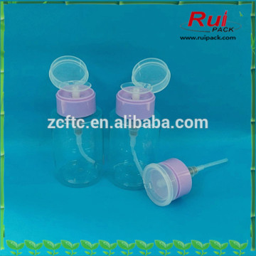 180ml clear PET nail polish bottle with nail polish pump,PET clear nail remover bottle and pump