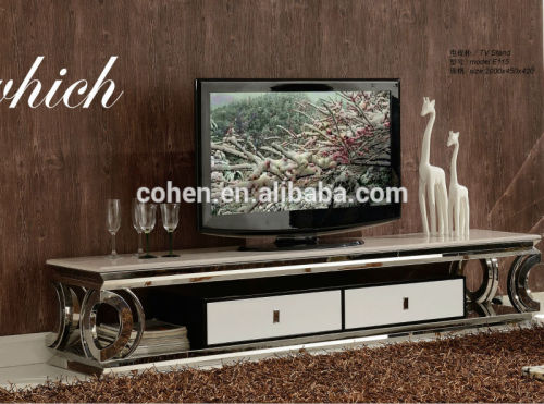 2014 Hot sale modern stainless steel marble TV stand E115