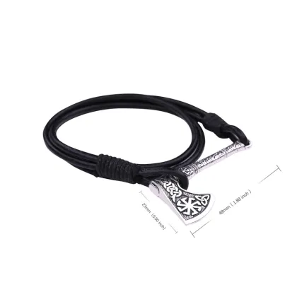 Skyrim Viking Axe Thor Hammer Charm Bracelet Slavic Wicca Sigil Talisman Pendant Symbol Jewelry Leather Bracelets Bangle Gift