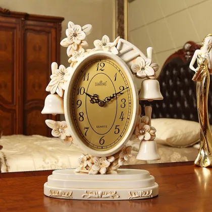 European Clock Mute Living Room Bedside Table Clock Retro Bell Decoration Creative Ornaments Desk & Table Clocks