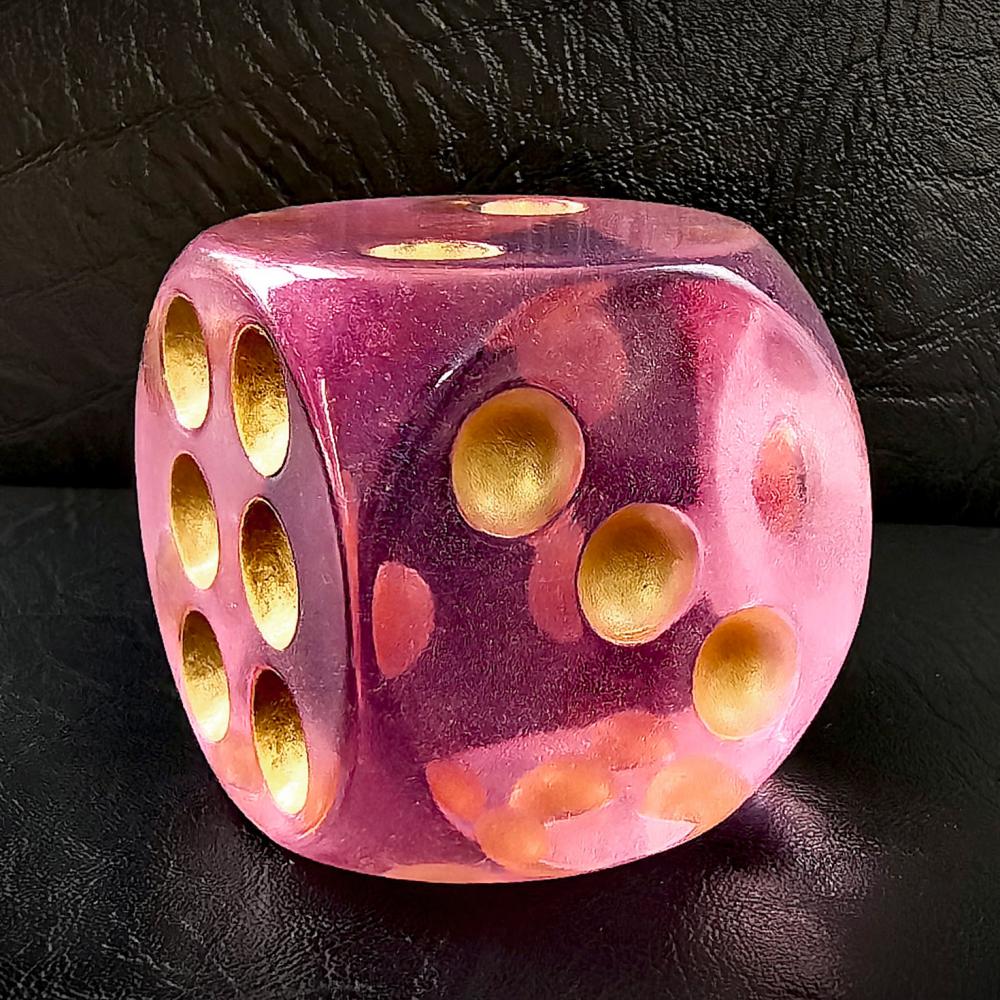 Jumbo Huge Dice 40mm Solid Moonstone Pink 4