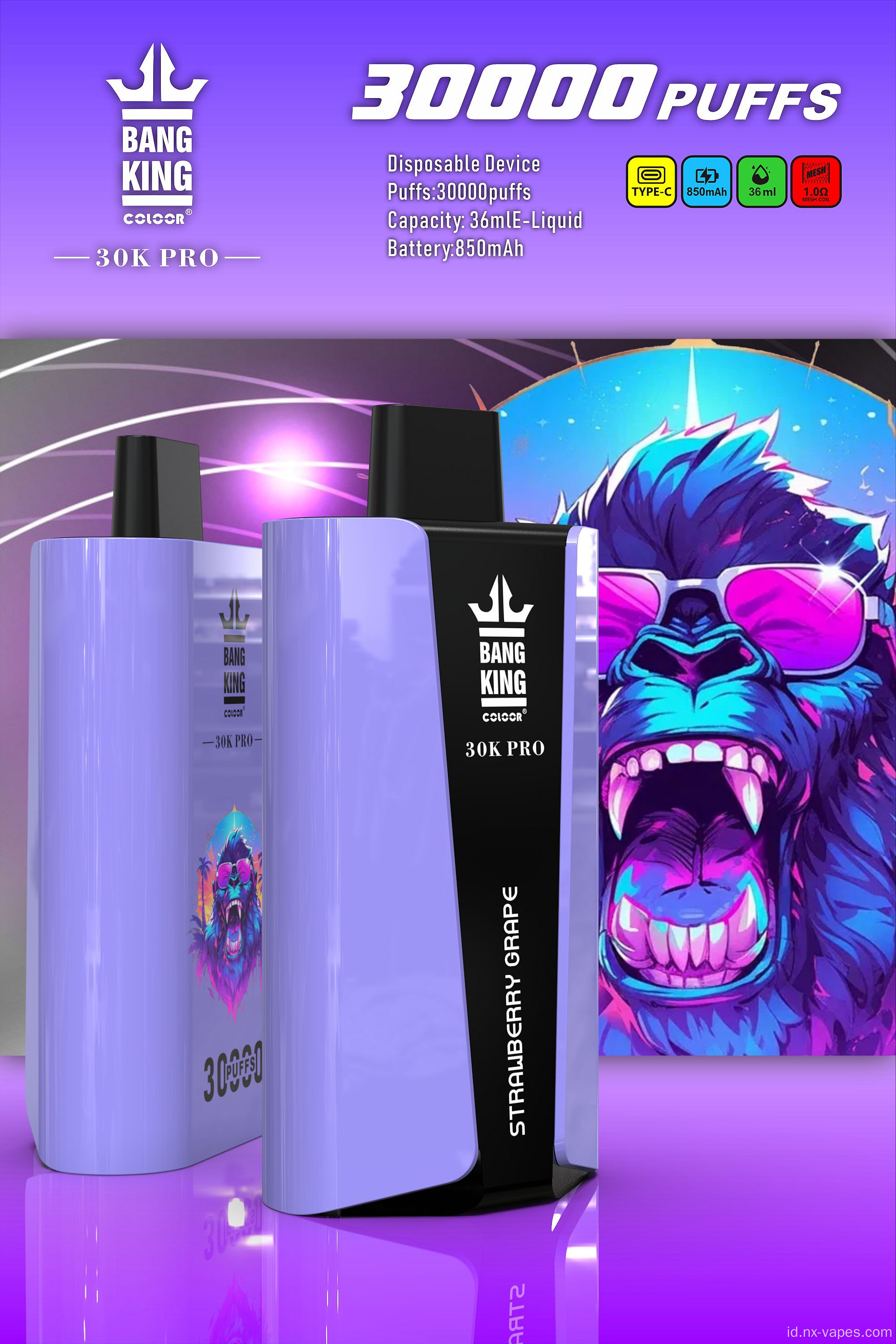 Bang King 30000 Pro Puffs sekali pakai grosir vape