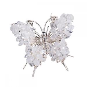 Quartz Crystal Butterfly Decoration Healing Crystal Chip Beads Ornament Home Decor Gifts