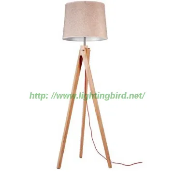 Modern Simple Style  Ash  Wood Floor Light  With White  Lampshade