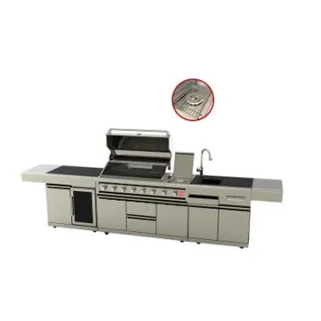 Waterproof BBQ Gas Grill Outdoor Kitchen with Wine Cooler