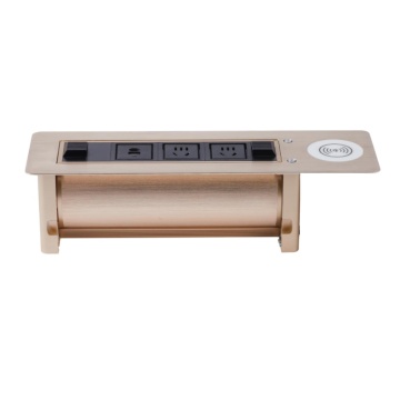 Popular Golden Flip-Up Power Rotating Desktop Electrical Conference Table Socket & Multimedia Tabletop Outlet