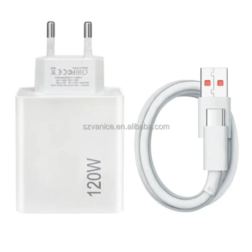 EU/US PLUG ที่ชาร์จ USB Original 120W พร้อมสายเคเบิล USB Type-C 6A สำหรับ Xiaomi Redmi