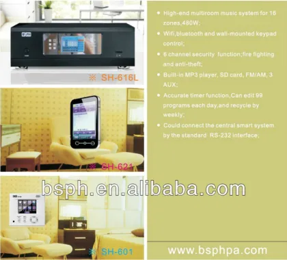 Multi-room Music System for Background Music System, 16 Zones SH-616L