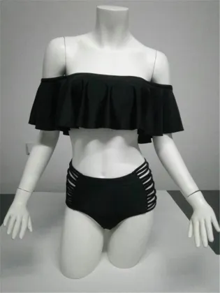 YOUME Solid Color Push-Up High Waist Bikini Set