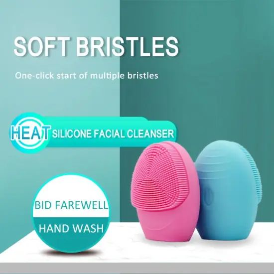 Mini Electric Face Cleansing Brush Silicone Facial Cleaner Facial Cleansing Brush Deep Pore Cleaning Face Massage Care Tool