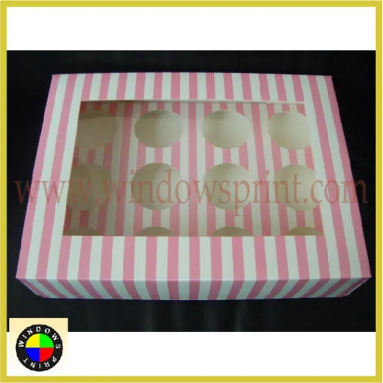 Custom design Striped Cupcake Packaging Box