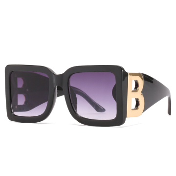 Wholesale Women's Designer Pink Rectangle Square Metal Logo Sunglasses