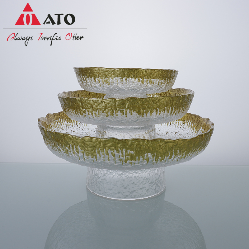 Clear round gold decoration glass charger plate
