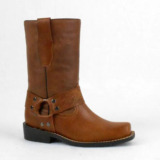 Popular 2016 Durable Black Rubber Outsole Good Quality Comfortable Outdoor Flat Wholesale Leather Cowboy Boots for Chlidren