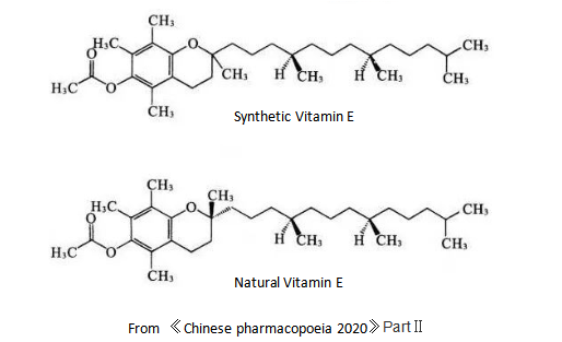 structure of natural vitamin e and synthetic vitamin e