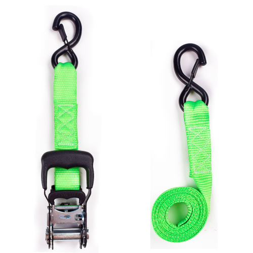 1.5" 2 Ton 38mm Rubber Ratchet Buckle Cargo Tensioner Lashing Strip Belt With 1.5 Inch S Hooks Safety Latch