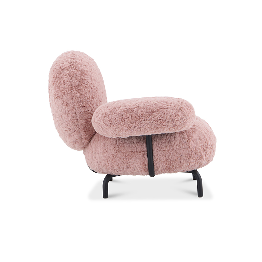 Pink Flocked Black Foot Cosy Armchairs