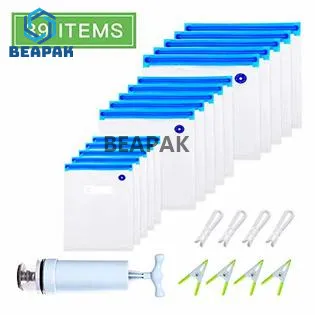Eco-friendly TAILI 10PACK Storage Organizer Embossed Zip Lock Vacuum Bags