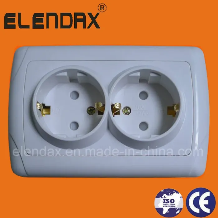 Soket Dinding Ganda Flush Mount Gaya Eropa F3210