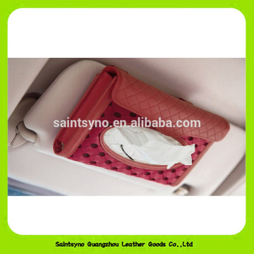 Custom promotion PU Leather car tissue box holder 16003