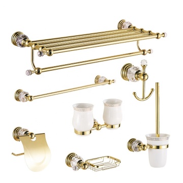 Hot Sales Stainless Steel Bathroom Accessories Set Wall Mount Towel Rack Set Polish Gold
