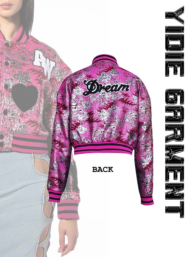 Metal Effect Jacquard Bomber Jackets Jpg