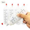 5PCS 250ML Plastic Needle-nosed Bottle With Scale Squeeze Bottle With Leak-Proof Cap Sauce Bottle Salad Squeeze Bottle