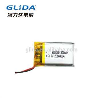 small 3.7V 300mAh Lithium polymer battery 602030